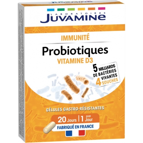 Juvamine Immunité Probiotiques Vitamine D 20 gélules pas cher, discount