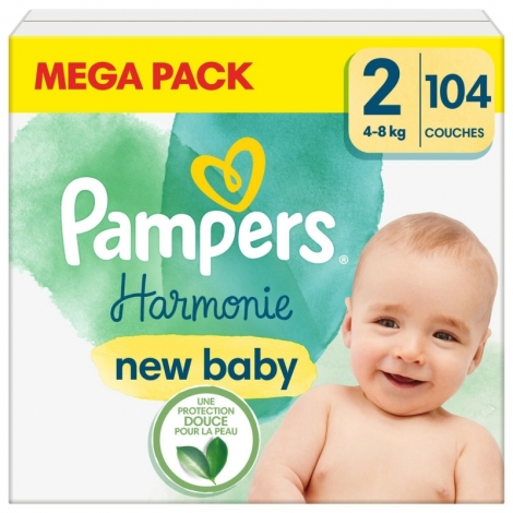 Pampers Harmonie Mega Pack taille 2 104 couches pas cher, discount