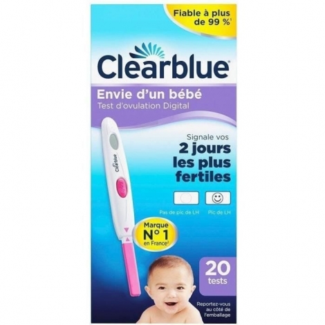 Clearblue Test d'Ovulation Digital 2 jours de fertilité 20 tests pas cher, discount