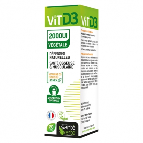 Santé Verte Vitamine D3 2000UI végétale 30 comprimés orodispersibles pas cher, discount