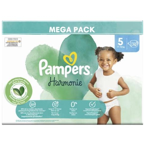 Pampers Harmonie Mega Pack taille 5 70 couches pas cher, discount