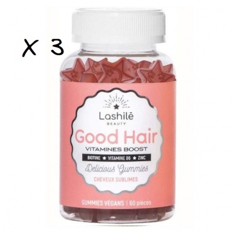 Lashilé Pack Good Hair Vitamines Boost Cheveux Sublimes 60x3 gommes pas cher, discount