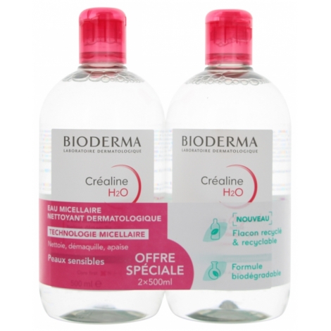 Bioderma Crealine H2O lot 2x 500ml pas cher, discount