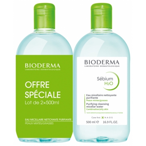 Bioderma Sebium H2O 2x 500ml pas cher, discount