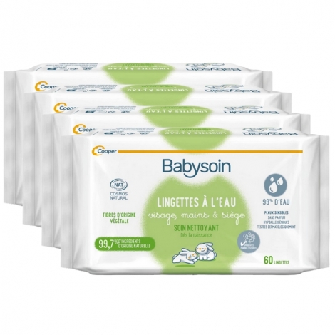 Babysoin Pack Lingettes eau 4x60 pièces pas cher, discount