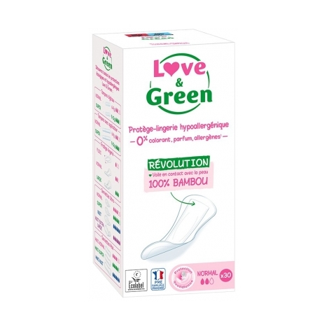 Love & Green Protège-Slips Hypoallergéniques Normal 30 pièces pas cher, discount