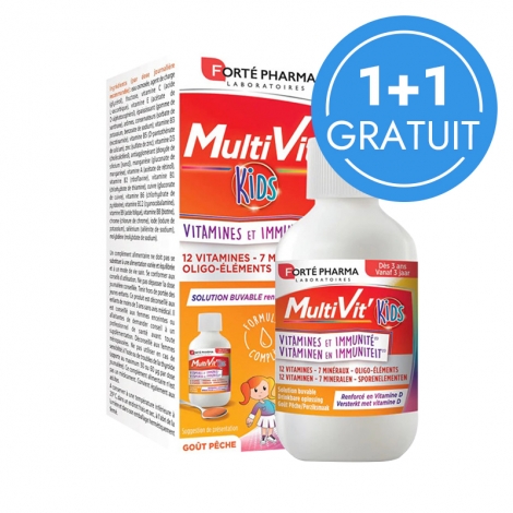 Forte Pharma Pack Multivit Kids Solution Buvable 150ml + 1 gratuit pas cher, discount