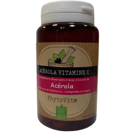 PhytoVitae Acerola Vitamine C 60 comprimés à croquer pas cher, discount