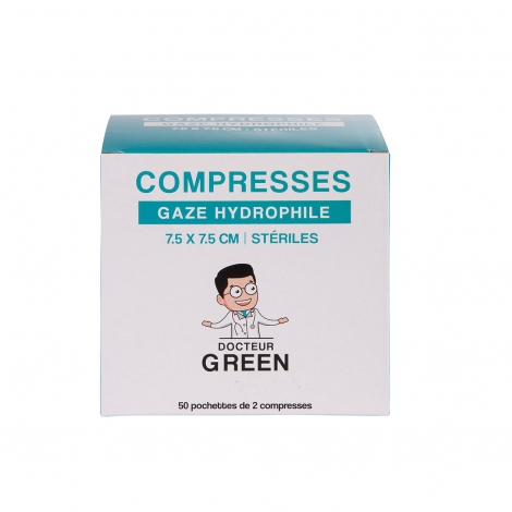 Dr Green Compresse Stérile Gaze 7,5 x 7,5cm B/10 pas cher, discount