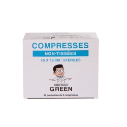 Dr Green Compresse Stérile Non Tissée 7,5 x 7,5cm B/25