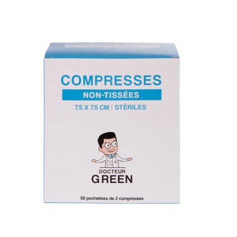 Dr Green Compresse Stérile Non Tissée 7,5 x 7,5cm B/50 pas cher, discount