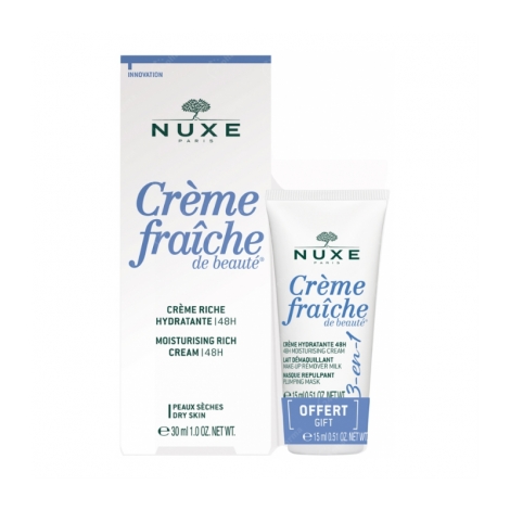 Nuxe Crème Fraîche de Beauté Crème Riche Hydratante 48H 30ml + Crème Fraîche de Beauté 15ml OFFERTE pas cher, discount