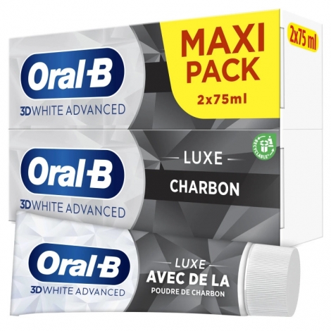 Oral B 3D White Advanced Luxe Charbon 2x75ml pas cher, discount