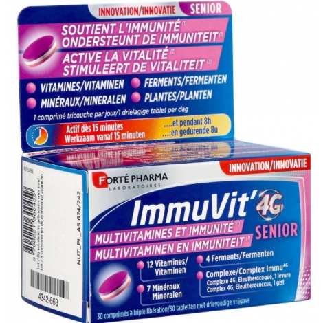 Forte Pharma Pack ImmuVit 4G Senior 30 comprimés + 30 gratuits pas cher, discount