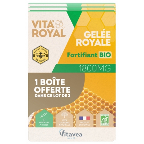 Vita'Royal Gelée Royale Fortifiant Bio 1800mg 20 +10ampoules offertes pas cher, discount