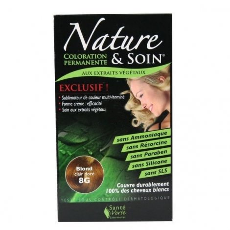 Nature et Soin Coloration Permanente Blond Clair Doré 8G 129ml pas cher, discount